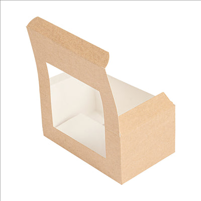 BOÎTES PÂTISSERIES AVEC FENÊTRE 'THEPACK' 240 G/M2 + OPP 18x11x8 CM NATUREL CARTON ONDULÉ NANO-MICRO (400 UNITÉS)