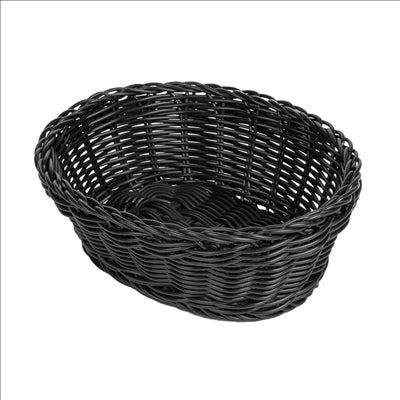 CORBEILLES SIMILAIRE OSIER OVALES  23x17x8 CM NOIR PP (12 UNITÉS)