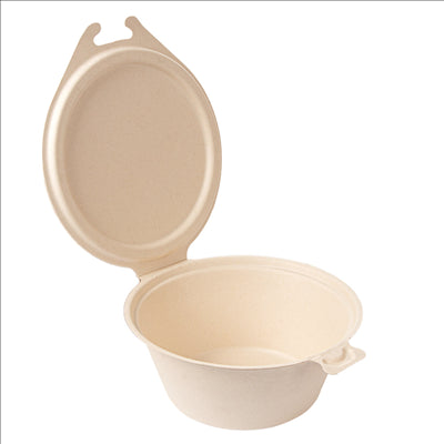 RÉCIPIENTS AVEC CHARNIERE 'BIONIC' 1300 ML 20x13,5x8 CM NATUREL BAGASSE (300 UNITÉS)