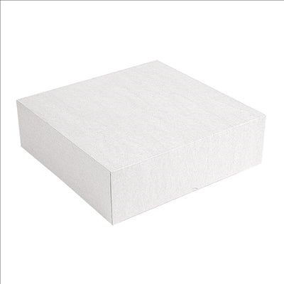 BOÎTES PATISSERIES SANS FENÊTRE 'THEPACK' 250 G/M2 16x16x8 CM BLANC CARTON ONDULÉ NANO-MICRO (200 UNITÉS)