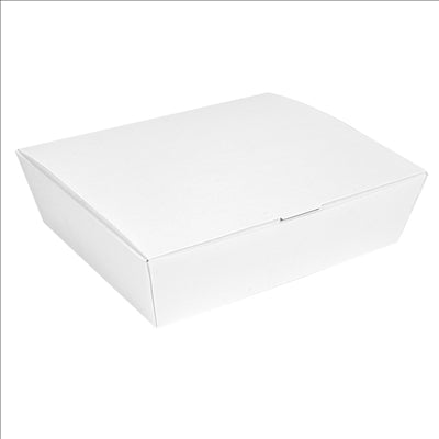 BOÎTES "LUNCH BOX" COUVERCLES 'THEPACK' 1500 ML (48 oz) 230 G/M2 21x18x5,5 CM BLANC CARTON ONDULÉ NANO-MICRO (360 UNITÉS)