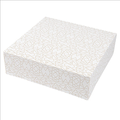 BOÎTES PATISSERIES SANS FENÊTRE 'THEPACK DECO' 250 G/M2 32x32x10 CM BLANC CARTON ONDULÉ NANO-MICRO (50 UNITÉS)