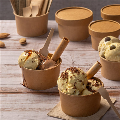 POTS À GLACES 70 ML 210 + 18 PE G/M2 Ø6,5x3,9 CM MARRON CARTON (2000 UNITÉS)