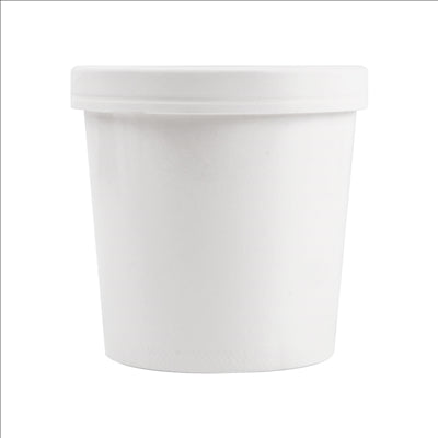 RÉCIPIENTS + COUVERCLES 780 ML - 26 oz 330 + 18 PE G/M2 Ø11,7/9,2x11 CM BLANC CARTON (250 UNITÉS)