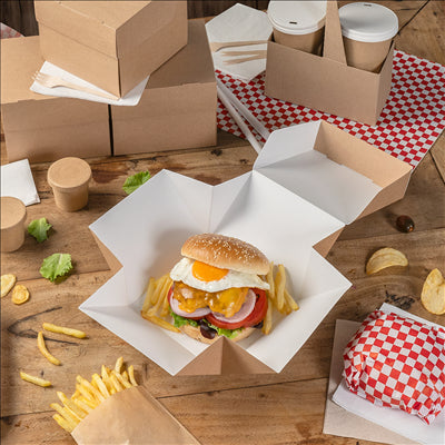 BOÎTES HAMBURGER 'THEPACK' 240 G/M2 15,5x15,5x11,5 CM (XXL) NATUREL CARTON ONDULÉ NANO-MICRO (300 UNITÉS)