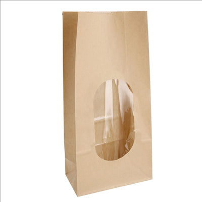 SACS SOS AVEC FENÊTRE 2300 GR 60 G/M2 + 25µ OPP 13+8x23,5 CM NATUREL KRAFT (500 UNITÉS)