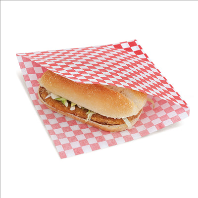 PAPIER INGRAISSABLES OUVERT 2 CÔTÉS FAST FOOD 'FITIPALDI' 34 G/M2 13x14 CM ROUGE PARCH.INGRAISSABLE (1000 UNITÉS)