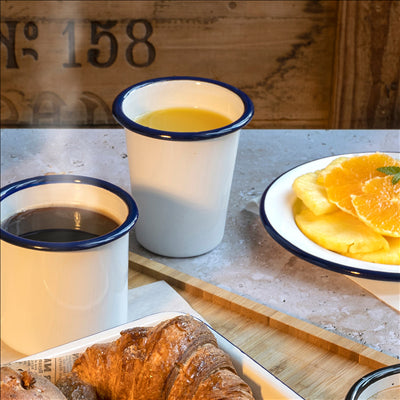 GOBELETS 'ENAMELWARE' 310 ML Ø 9x9,6 CM BLANC ACIER ÉMAILLÉ (6 UNITÉS)