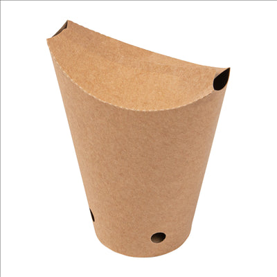 GOBELETS À FRITES AVEC FERMETURE 12 OZ - 360 ML 200 + 25PE G/M2 6,7x12,5 CM MARRON CARTON (2500 UNITÉS)