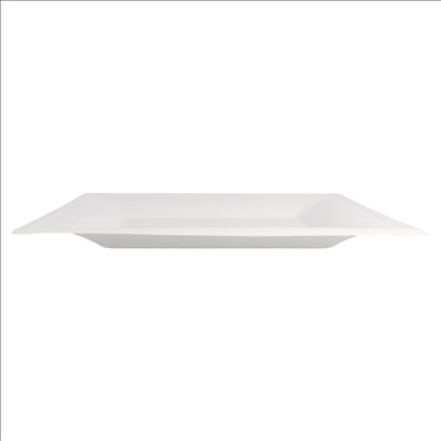 ASSIETTES CARRÉES 'BIONIC'  26,2x26,2x1,4 CM BLANC BAGASSE (500 UNITÉS)