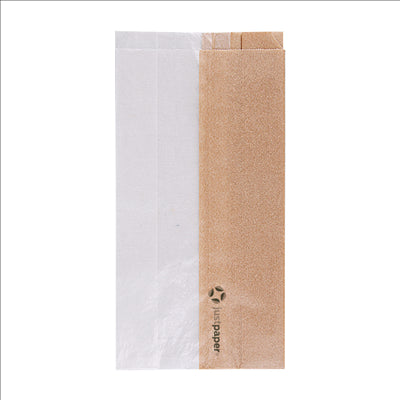 SACHETS POUR SANDWICHES AVEC FENÊTRE ECO 'CORNER WINDOW' 40 G/M2 12+6x23 CM NATUREL PARCH.INGRAISSABLE (250 UNITÉS)