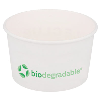 POTS À GLACES 'BIODEGRADABLE' 240 ML 210 + 30 PLA G/M2 Ø9,4x5,5 CM BLANC CELLULOSE + PLA (2000 UNITÉS)