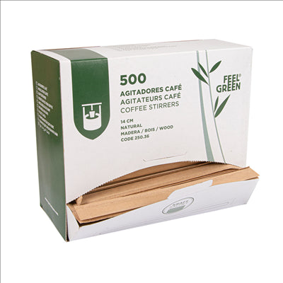 AGITATEURS CAFÉ EN SACHET KRAFT  0,6x14x0,1 CM NATUREL BOIS (500 UNITÉS)