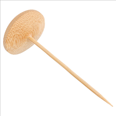 24 U. MINI-ASSIETTES AVEC PIQUE  Ø 4x10 CM NATUREL BAMBOU (1 UNITÉ)