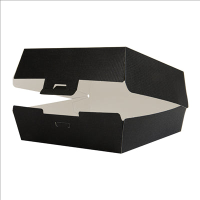 BOÎTES HAMBURGER 'THEPACK' 230 G/M2 17,6x16,8x7,8 CM (XL WIDER) NOIR CARTON ONDULÉ NANO-MICRO (300 UNITÉS)