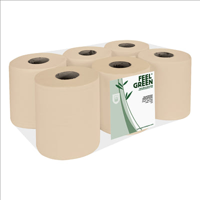 ESSUIE-MAINS "MAXI BARRIL" ECOLABEL 2 PLIS - BOBINE 1KG  19 G/M2 Ø 19x21,6 CM NATUREL PAPIER RECYCLÉ (6 UNITÉS)