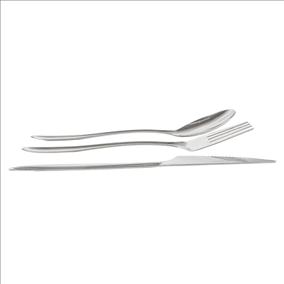 SET FOURCHETTE, COUTEAU, CUILLÈRE  18 CM ARGENTE INOX (100 UNITÉS)
