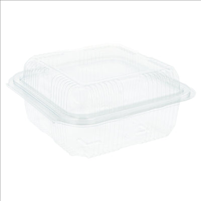 RÉCIPIENTS PÂTISSERIES + COUVERCLE 600 ML 14x14x7,2 CM TRANSPARENT RPET (700 UNITÉS)