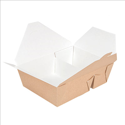BOÎTES AMÉRICAINES 2 COMPART. 'THEPACK' 1320 + 660 ML 240 + 12PP G/M2 19,6x14x6,2 CM NATUREL CARTON ONDULÉ NANO-MICRO (200 UNITÉS)