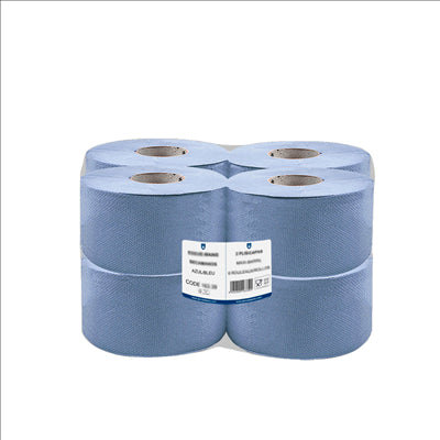 ESSUIE-MAINS "AUTOCUT" ECOLABEL 2 PLIS  20 G/M2 150 M Ø19,5x20 CM BLEU OUATE (8 UNITÉS)