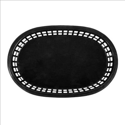 CORBEILLES ALLONGÉES  28x17,5x4 CM NOIR PP (12 UNITÉS)