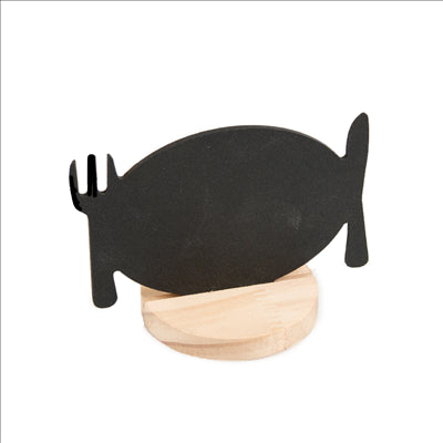 ARDOISES DE TABLE + SUPPORT  12,7x8 CM NOIR BOIS (12 UNITÉS)