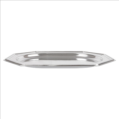 PLATEAUX DE LUXE OCTOGONAUX  34,5x24,5 CM ARGENTE PET (5 UNITÉS)