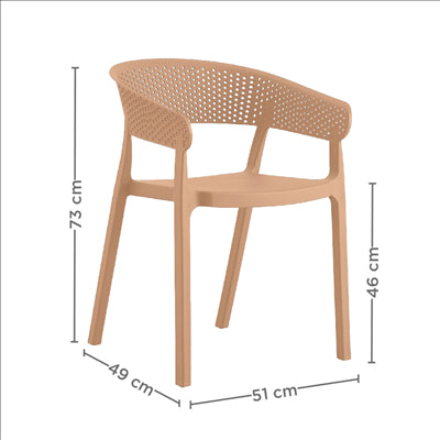 CHAISE EMPILABLE 'SUPRA-TEK'  51x49x73 CM BEIGE PP (4 UNITÉS)