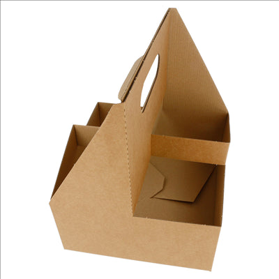 PORTE-GOBELETS, 4 GOBELETS  330 G/M2 18x18x24 CM NATUREL CARTON ONDULÉ MICROCANAL (200 UNITÉS)