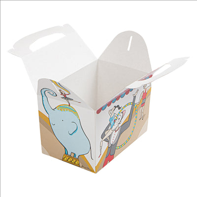 BOÎTES MENU ENFANT 'CIRCUS' 320 G/M2 15,50x10,50x17,50 CM QUADRICHROMIE CARTON (300 UNITÉS)