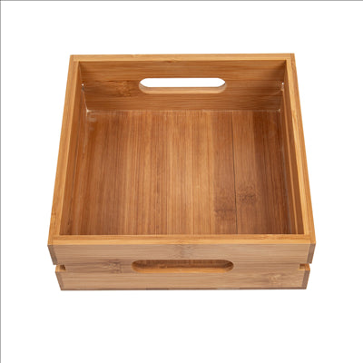 BOÎTE PORTABLE  20x20x7 CM NATUREL BAMBOU (1 UNITÉ)