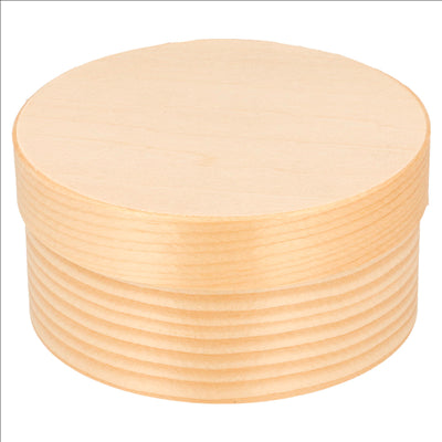 MINI BOÎTES CYLINDRIQUES + CARTON ET CAPSULE  Ø 8x4 CM NATUREL BOIS (200 UNITÉS)