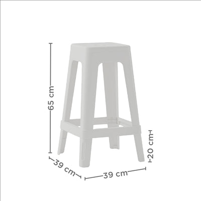 TABOURET EMPILABLE 'SUPRA-TEK'  39x39x65 CM BLANC PP (4 UNITÉS)