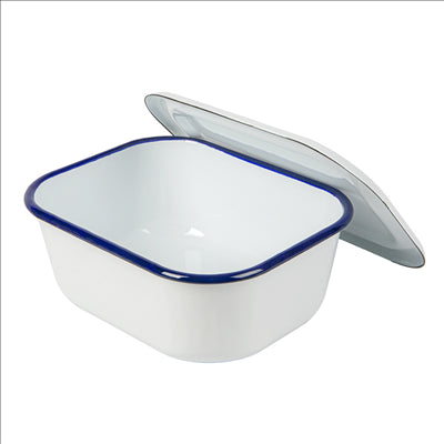 RÉCIPIENTS AVEC COUVERCLE 'ENAMELWARE' 2100 ML 23,5x19x9 CM BLANC ACIER ÉMAILLÉ (3 UNITÉS)