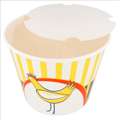 CONTAINERS POULET + COUVERCLES 4500 ML 15PE + 380 + 18PE G/M2 Ø 21,6/16x16,8 CM BLANC CARTON (120 UNITÉS)