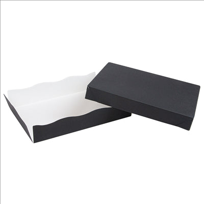 PLATEAUX + COUVERCLE 'THEPACK' 230 G/M2 23x17x4,5 CM NOIR CARTON ONDULÉ NANO-MICRO (200 UNITÉS)