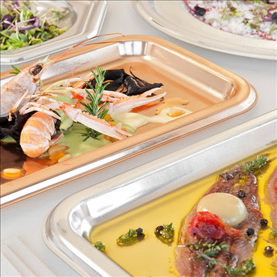 PLATEAUX DE LUXE 'LUNCH'  25x35 CM ARGENTE PET (10 UNITÉS)