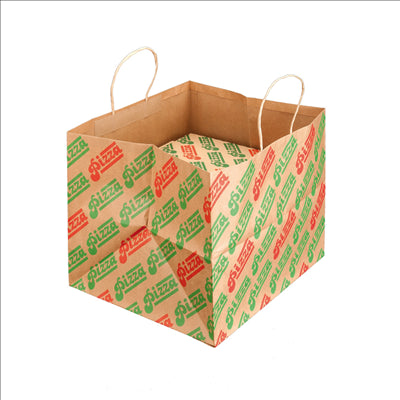 SACS SOS POUR BOÎTES PIZZA 'PIZZA'  37+33x32 CM NATUREL KRAFT (100 UNITÉS)