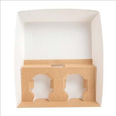 PLATEAUX REPAS À EMPORTER 2 VERRES+1 COMPART. 'THEPACK' 230 G/M2 24,5x22x5,5 CM NATUREL CARTON ONDULÉ NANO-MICRO (240 UNITÉS)