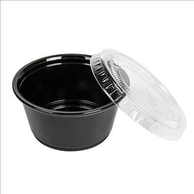 50 PETITS POTS + 50 COUVERCLES 60 ML Ø6,2x3,2 CM NOIR PP (24 UNITÉS)
