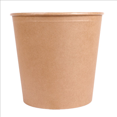 CONTAINERS POULET + COUVERCLES 5100 ML 337 + 18PE G/M2 Ø 22/16,3x20,9 CM NATUREL KRAFT (120 UNITÉS)