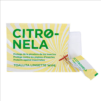 LINGETTES CITRONNELLE  50 G/M2 6,8x10 CM BLANC CELLULOSE (300 UNITÉS)