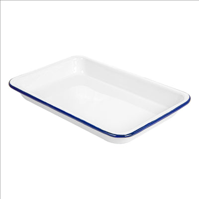 PLATEAUX RECTANGULAIRES 'ENAMELWARE'  23x15x2,5 CM BLANC FER ÉMAILLÉ (6 UNITÉS)