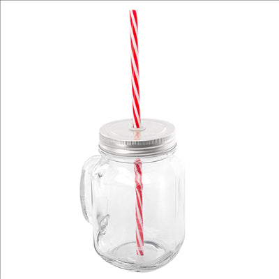 PICHET + COUVERCLE + PAILLE 'WAKI GLASS' 450 ML 10,5x8x13 CM TRANSPARENT VERRE (24 UNITÉS)