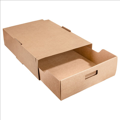 PLATEAUX "TRAITEUR" GRAND + ÉTUI  400 G/M2 45,5x34x11,5 CM HAVANE KRAFT (25 UNITÉS)