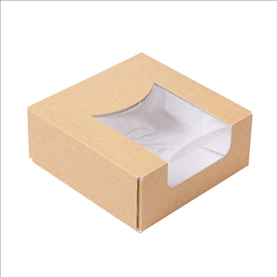 RÉCIPIENTS SUSHI+FÊNETRE 'THEPACK' 220 G/M2 + OPP 10x10x4 CM MARRON CARTON ONDULÉ NANO-MICRO (400 UNITÉS)