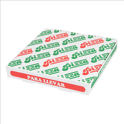 BOÎTES PIZZA 'THEPACK' 330 G/M2 26x26x3,8 CM BLANC CARTON ONDULÉ MICROCANAL (100 UNITÉS)