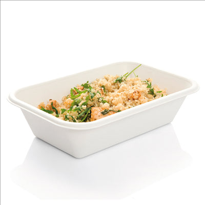 PLATEAUX 'BIONIC' 950 ML 21,5x14x5,2 CM BLANC BAGASSE (600 UNITÉS)