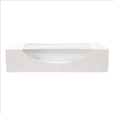 RÉCIPIENTS SUSHI+FÊNETRE 'THEPACK' 230 G/M2 + OPP 19,7x12x4,5 CM BLANC CARTON ONDULÉ NANO-MICRO (400 UNITÉS)