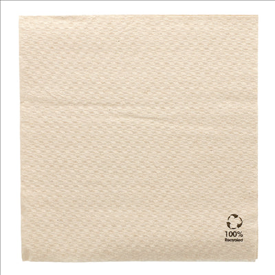 SERVIETTES ECOLABEL 1 PLI  23 G/M2 33x33 CM NATUREL OUATE RECYCLÉE (3000 UNITÉS)